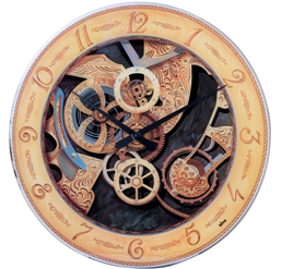 Bino Venice 026099AA Scheletrato Collection Skeleton Look Orange Dial Oversized Handmade Analog Clock